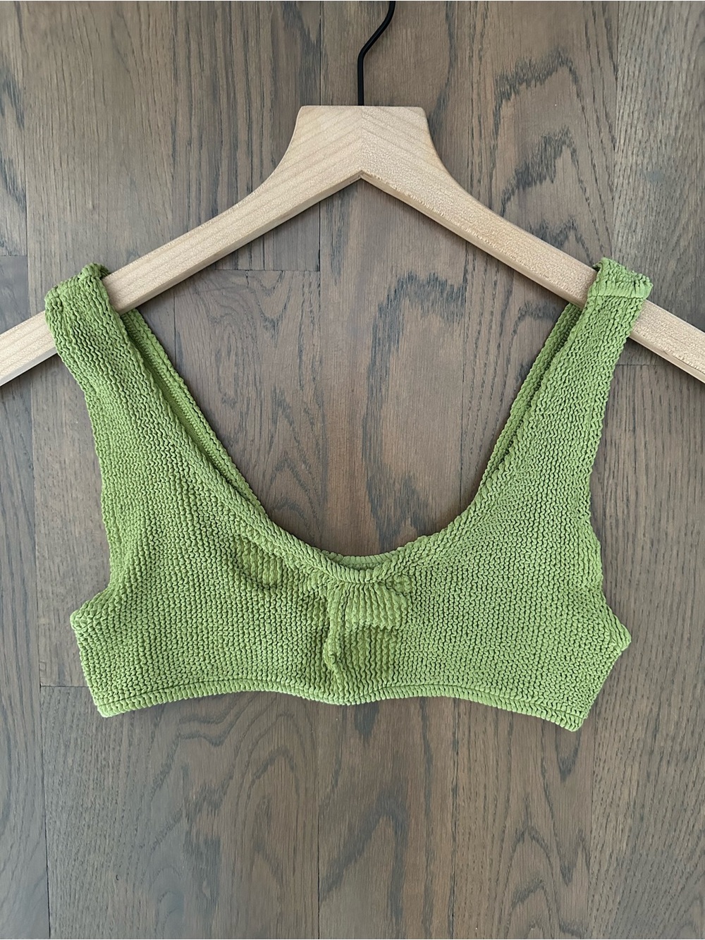 Youswim Eva Smocked Scoop Neck Bikini Top in Fern Light Green One Size